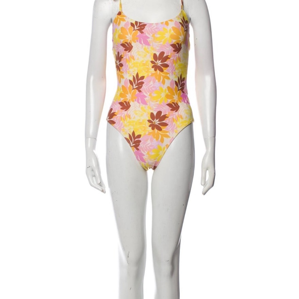 XiRENA Floral  women’s One Piece - Yellow and Brown